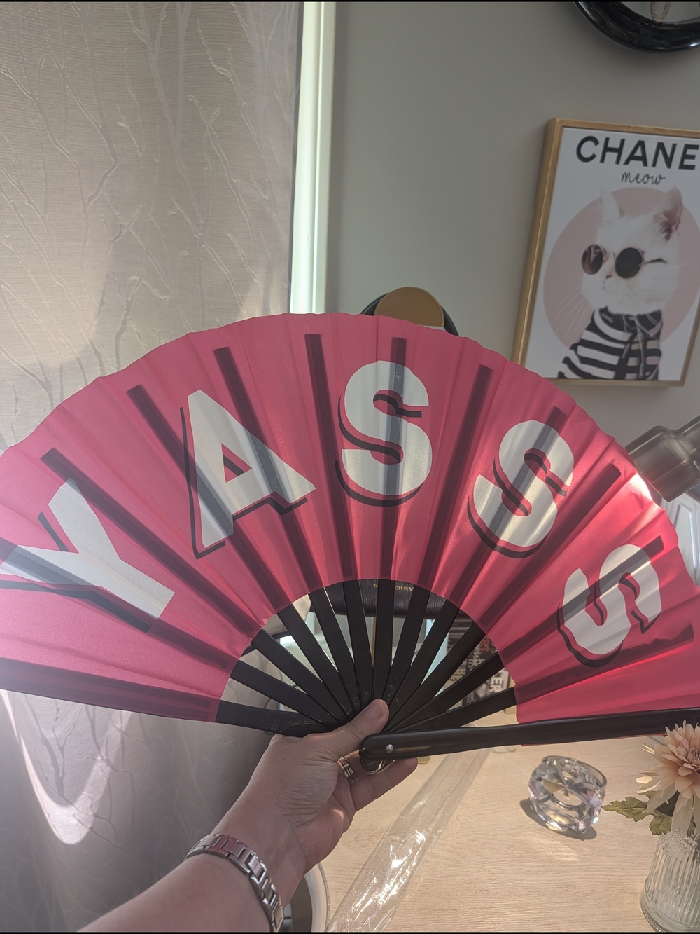 Large Clack Yasss Folding Hand Fan